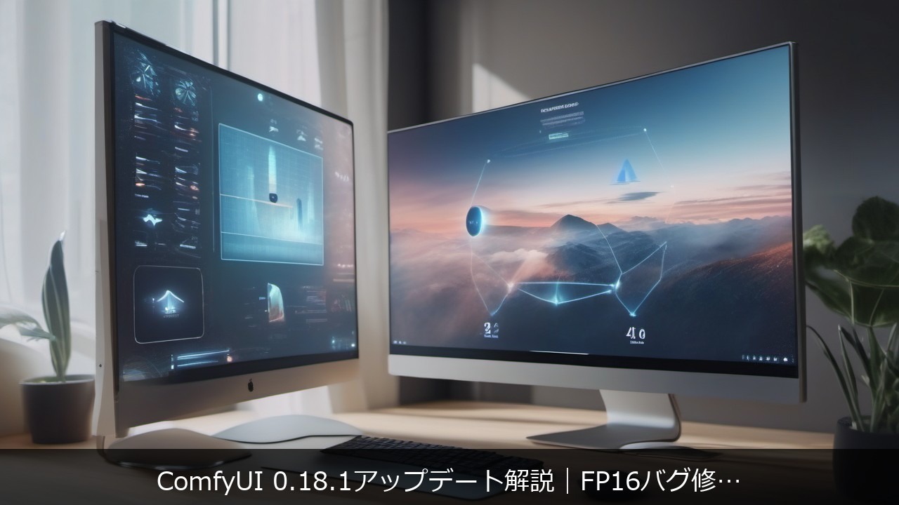 ローカルAI環境：ComfyUI 0.18.1アップデート解説｜FP16バグ修正でVRAM節約と安定性を両立 アイキャッチ