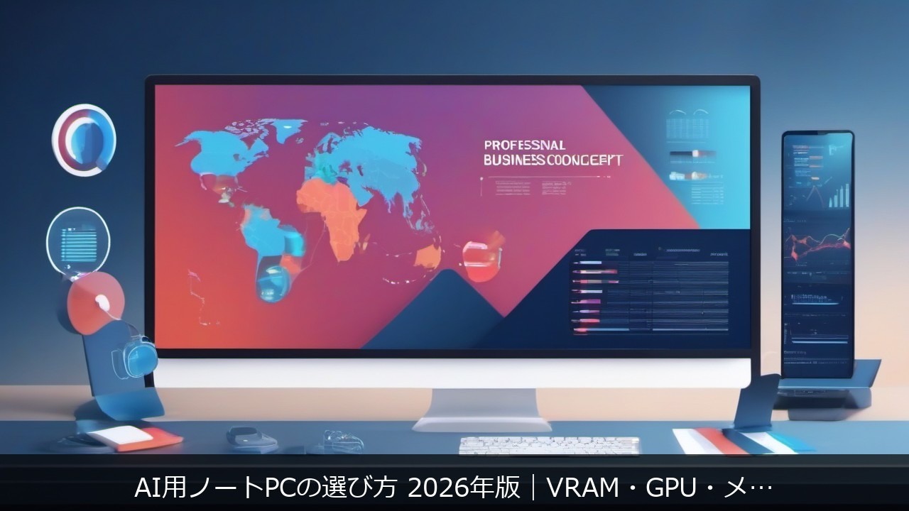 AI用ノートPCの選び方 2026年版｜VRAM・GPU・メモリの用途別スペックガイド アイキャッチ