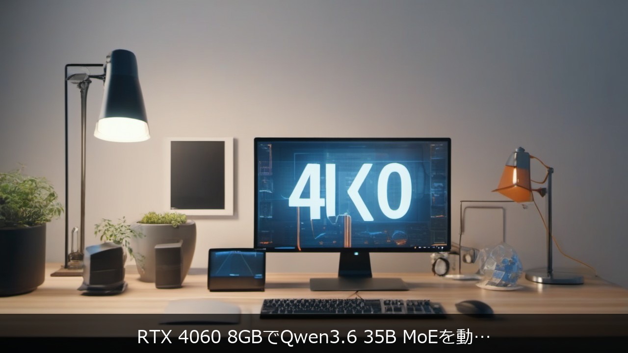 RTX 4060 8GBでQwen3.6 35B MoEを動かす アイキャッチ
