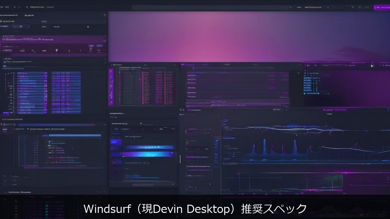 Windsurf Devin Desktop AI code editor indexing RAM SSD CPU coding cloudに関する記事のアイキャッチ画像 - Windsurf（現Devin Desktop）推奨スペック