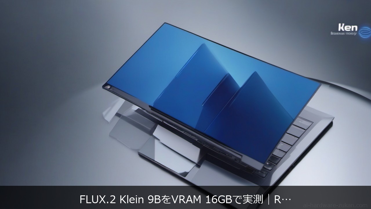 FLUX.2 Klein VRAM 16GB ローカル画像生成 ベンチマークに関する記事のアイキャッチ画像 - FLUX.2 Klein 9BをVRAM 16GBで実測