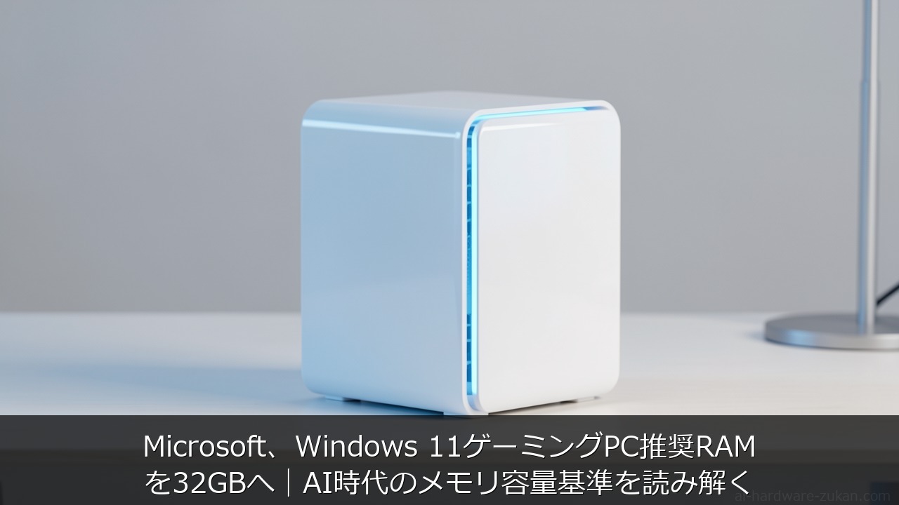 Microsoft、Windows 11ゲーミングPC推奨RAMを32GBへをテーマにしたアイキャッチ画像