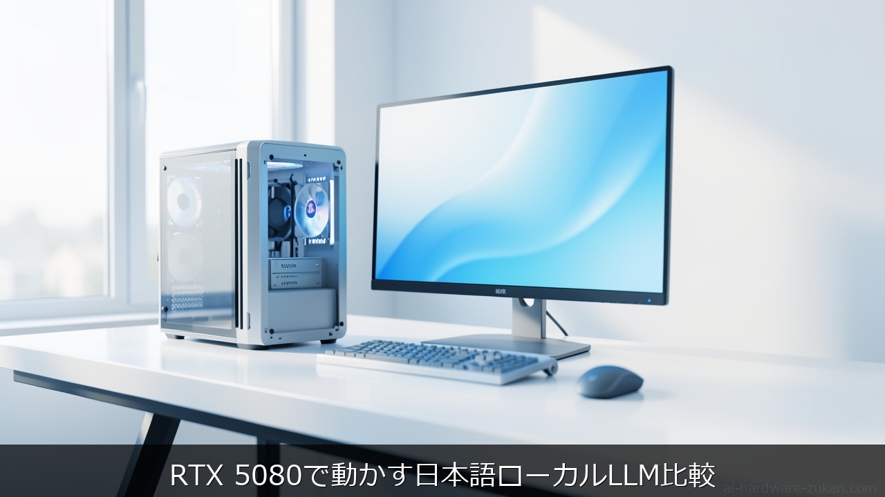RTX 5080で動かす日本語ローカルLLM比較をテーマにしたアイキャッチ画像
