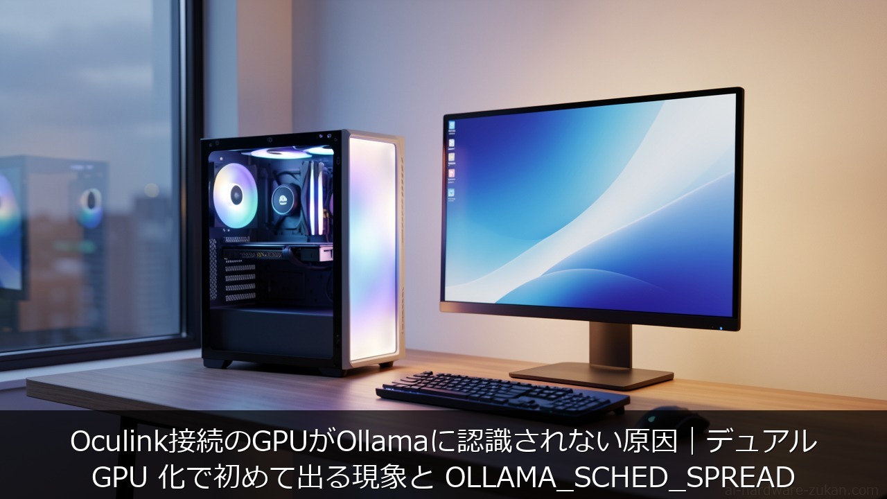 nvidia-smiでは2枚とも認識済みなのに、Ollamaが2枚目のRTX 5060 TiへモデルをのせずVRAMが増えない状態