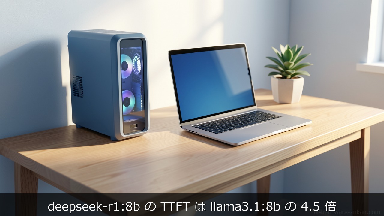 deepseek-r1:8b の TTFT は llama3.1:8b の 4.5 倍をテーマにしたアイキャッチ画像