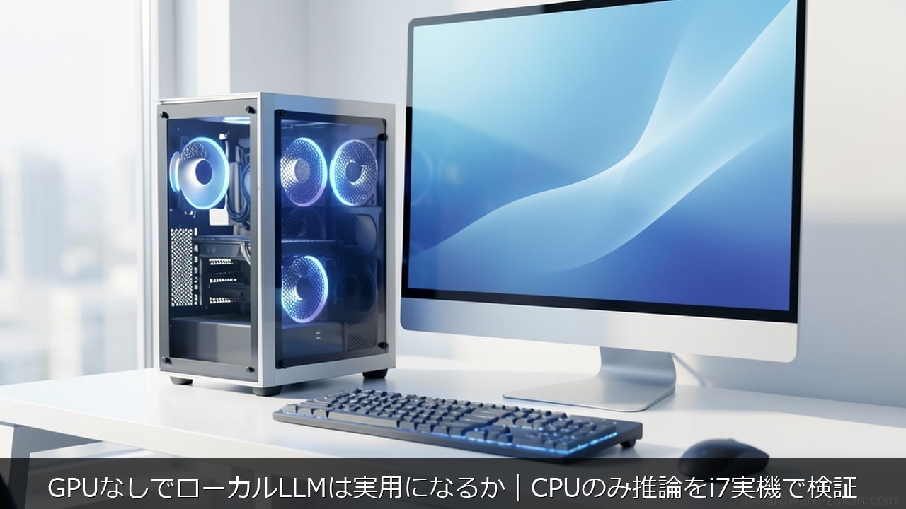 CPU 推論に関する記事のアイキャッチ画像 - GPUなしでローカルLLMは実用になるか｜CPUのみ推論をi7実機で検証