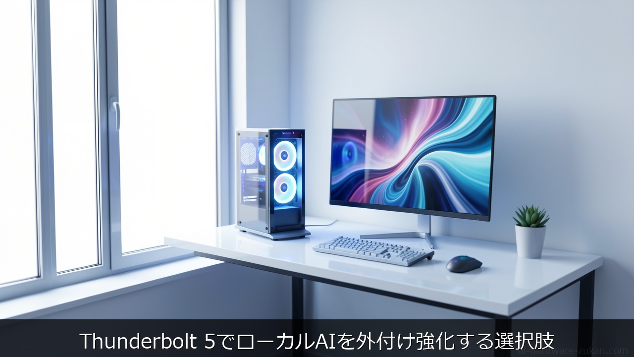 Thunderbolt 5でローカルAIを外付け強化する選択肢をテーマにしたアイキャッチ画像