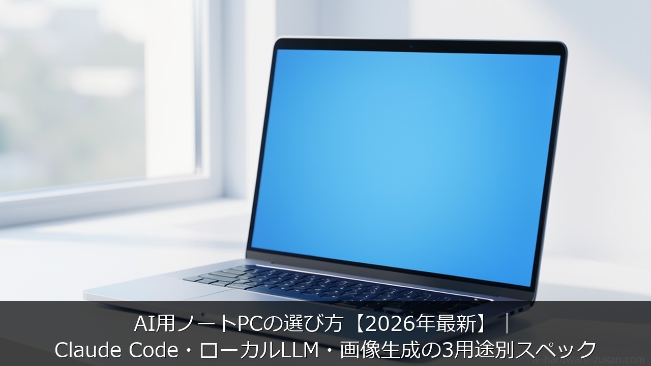 AI用ノートPCの選び方【2026年最新】｜Claude Code・ローカルLLM・画像生成の3用途 のアイキャッチ画像
