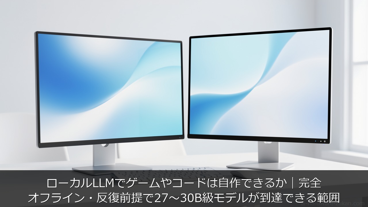 ローカルLLMでゲームやコードは自作できるかをテーマにしたアイキャッチ画像