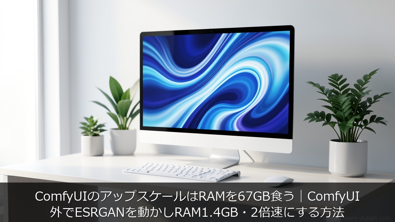 ComfyUIのアップスケールはRAMを67GB食うをテーマにしたアイキャッチ画像