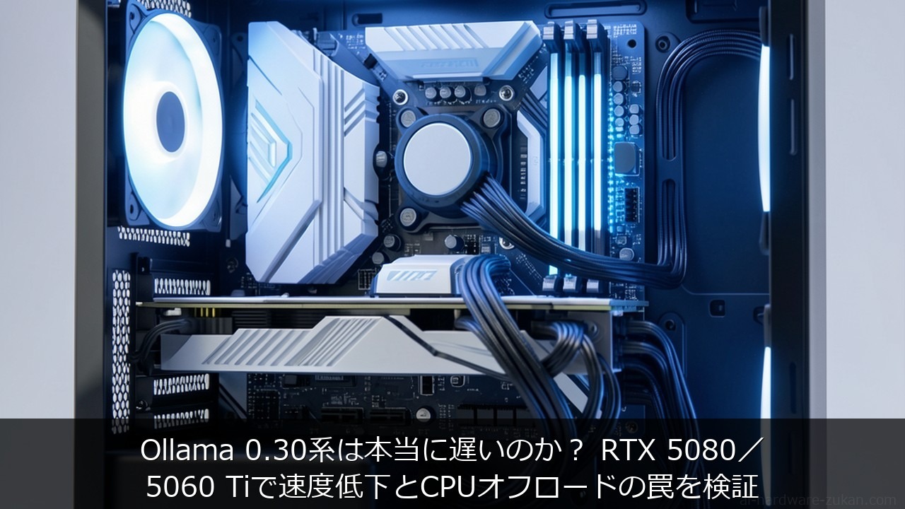 Ollama 0.30系は本当に遅いのか？ RTX 5080／5060 Tiで速度低下とCPUオフロ のアイキャッチ画像