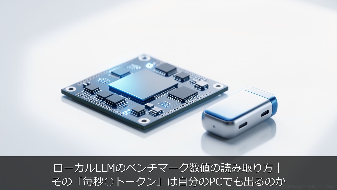 ローカルLLMのベンチマーク数値の読み取り方をテーマにしたアイキャッチ画像
