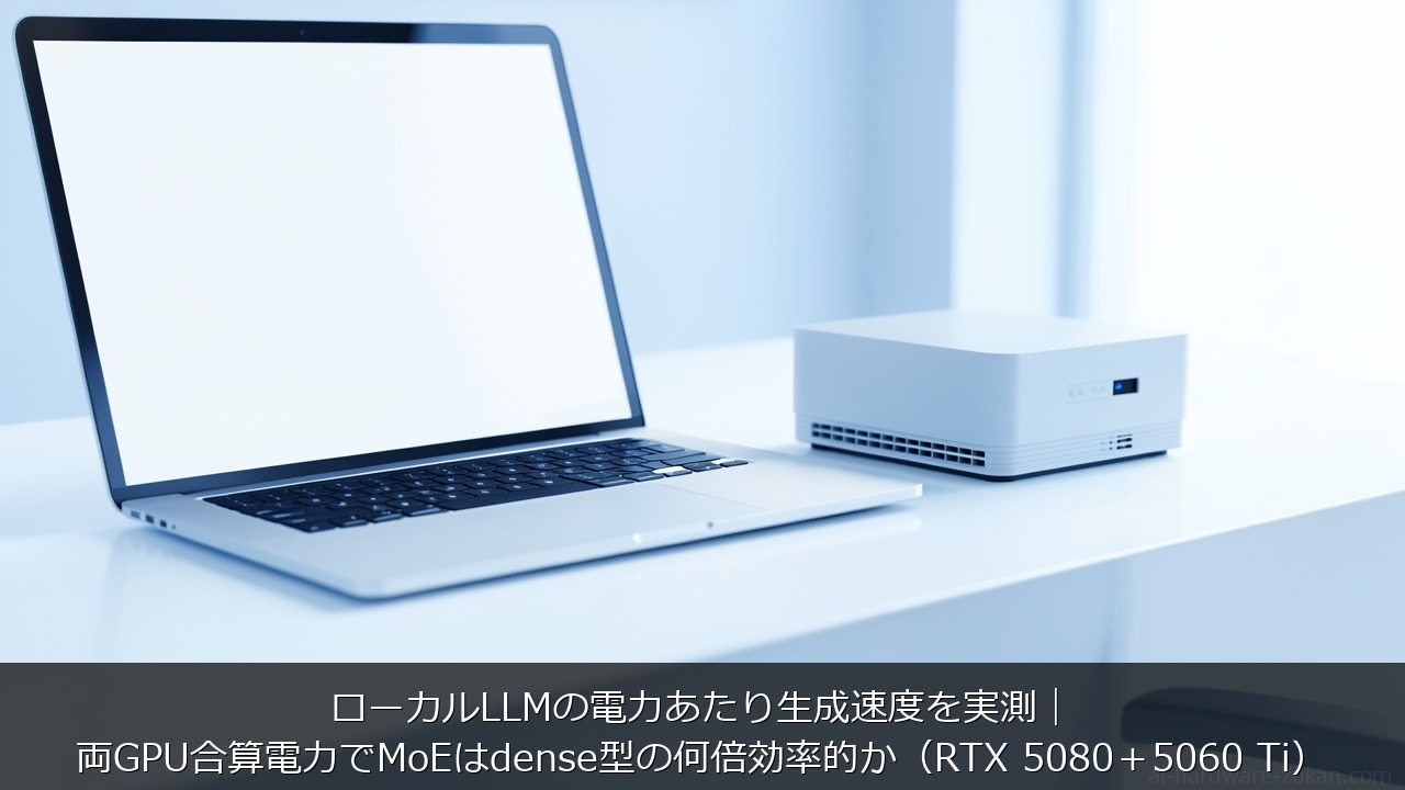 ローカルLLMの電力あたり生成速度を実測をテーマにしたアイキャッチ画像