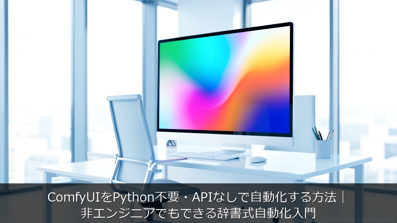 ComfyUIをPython不要・APIなしで自動化する方法をテーマにしたアイキャッチ画像