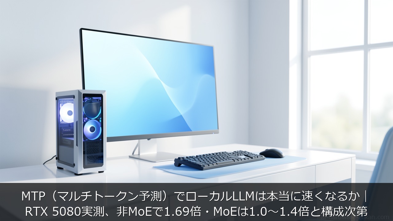 MTP（マルチトークン予測）でローカルLLMは本当に速くなるかをテーマにしたアイキャッチ画像