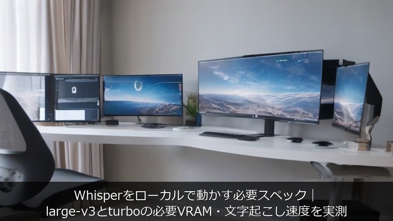 Whisperをローカルで動かす必要スペック｜large-v3とturboの必要VRAM・文字起こし速度を実測