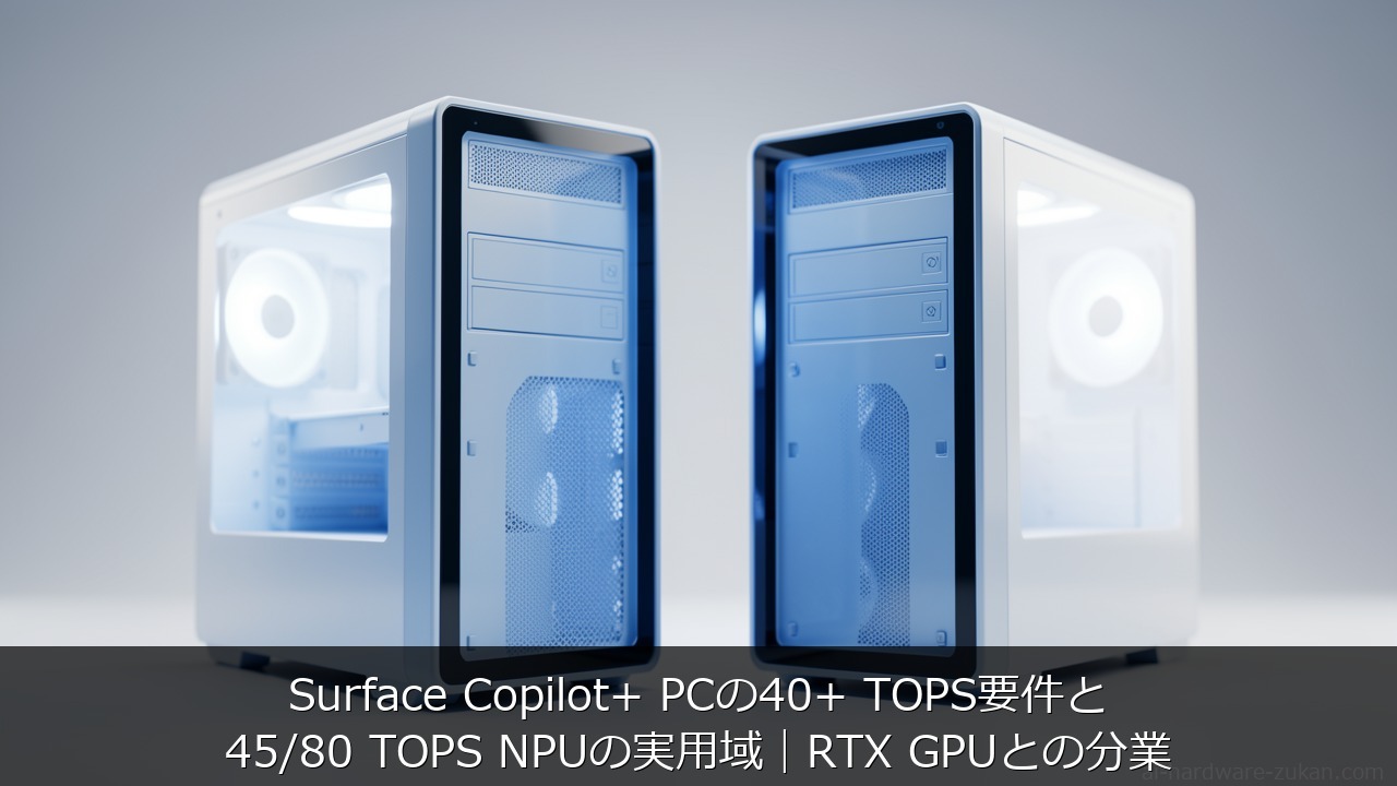 Surface Copilot+ PCの40+ TOPS要件と45/80 TOPS NPをテーマにしたアイキャッチ画像