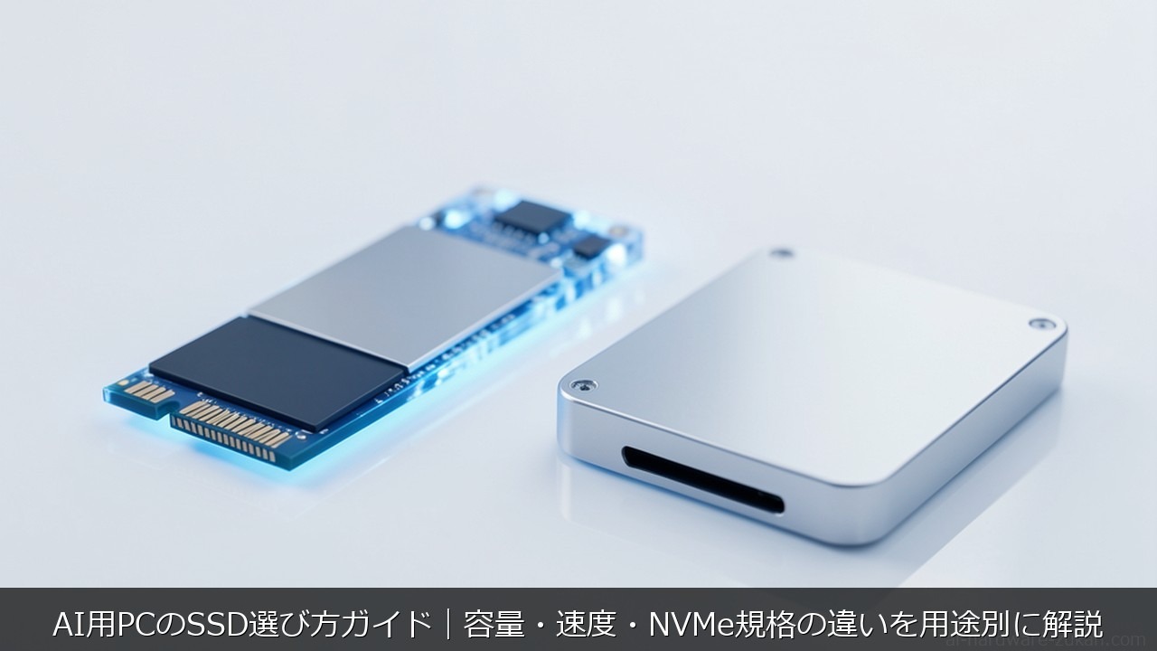 AI用PCのSSD選び方ガイド｜容量・速度・NVMe規格の違いを用途別に解説 のアイキャッチ画像