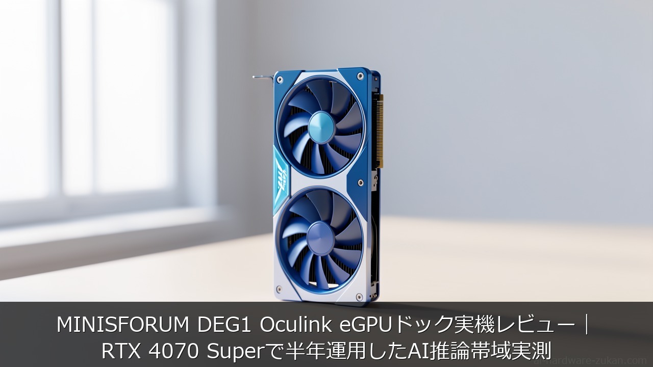 MINISFORUM DEG1 Oculink eGPUドック実機レビューをテーマにしたアイキャッチ画像