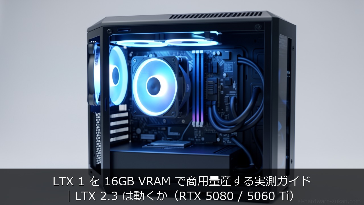 LTX 1 を 16GB VRAM で量産する実測ガイドをテーマにしたアイキャッチ画像