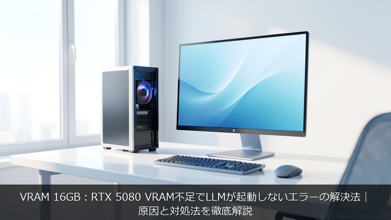 VRAM 16GB：RTX 5080 VRAM不足でLLMが起動しないエラーの解決法をテーマにしたアイキャッチ画像