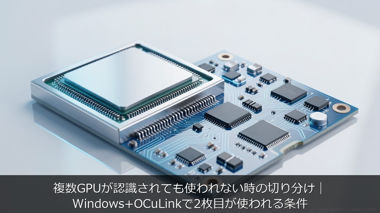 複数GPUが認識されても使われない時に関する記事のアイキャッチ画像 - 複数GPUが認識されても使われない時の切り分け｜Windows+OCuLinkで2枚目が使われる条件