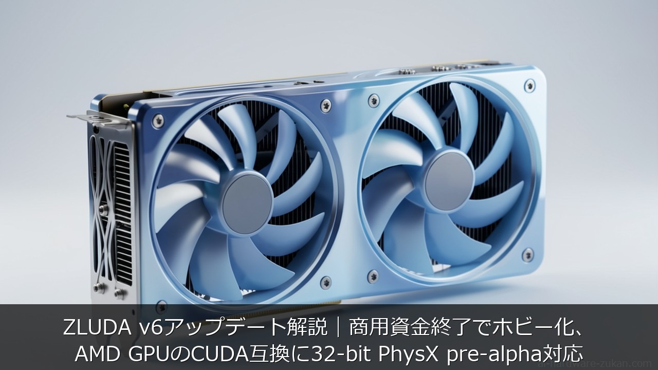 ZLUDA v6アップデート解説｜商用資金終了でホビー化、AMD GPUのCUDA互換に32-bit PhysX pre-alpha対応 アイキャッチ