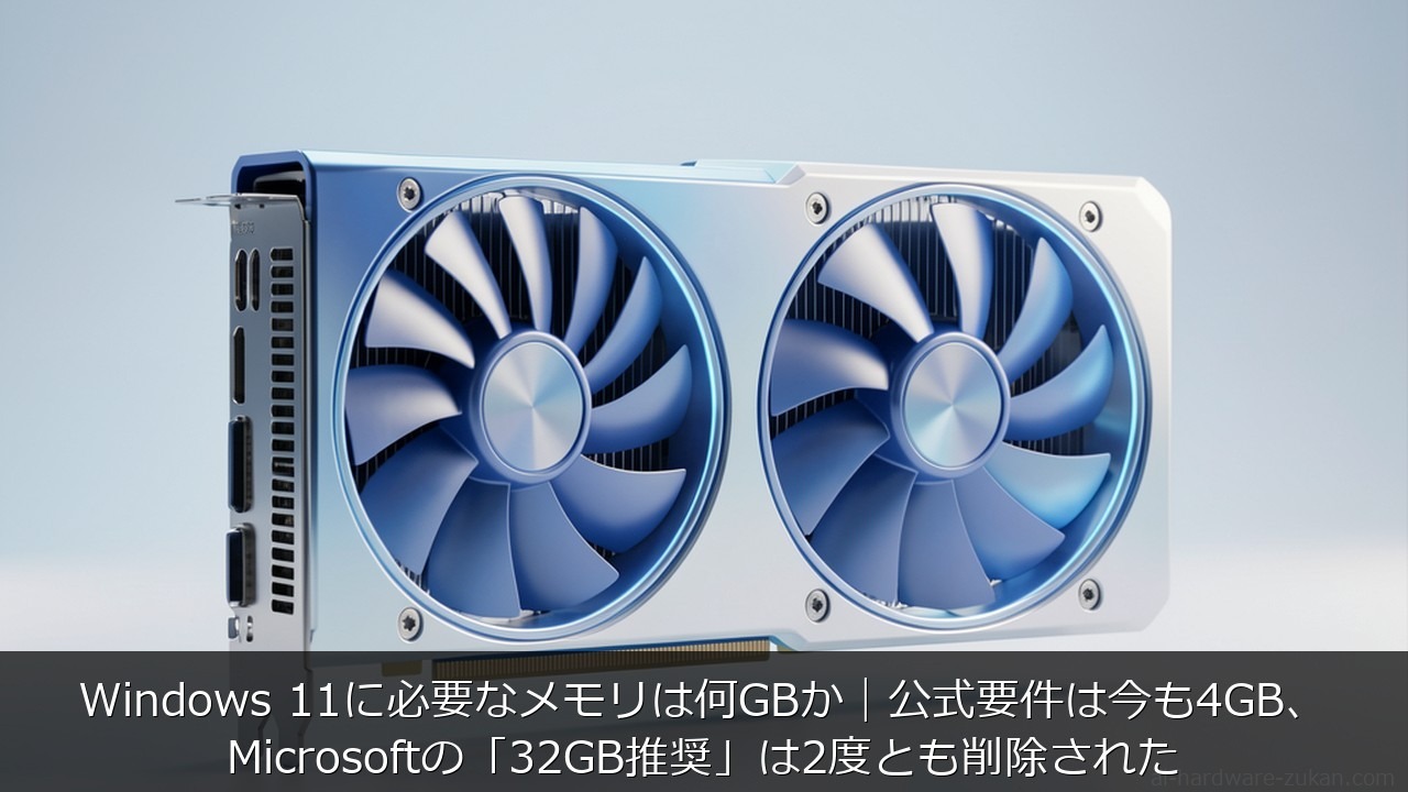 Windows 11に必要なメモリは何GBか｜公式要件は今も4GB、Microsoftの「32GB推奨」は2度とも削除された アイキャッチ