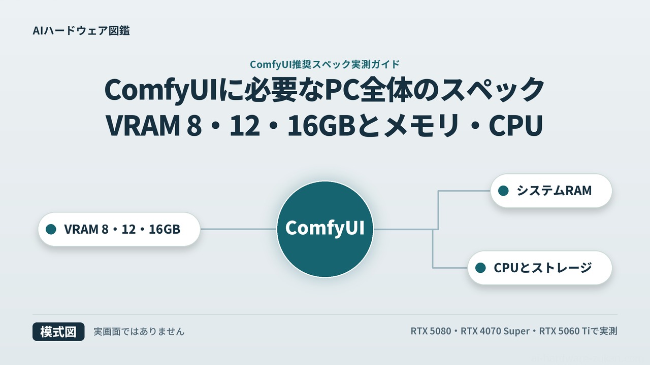 ComfyUI推奨スペック実測ガイド｜VRAM 8・12・16GBとメモリ・CPU