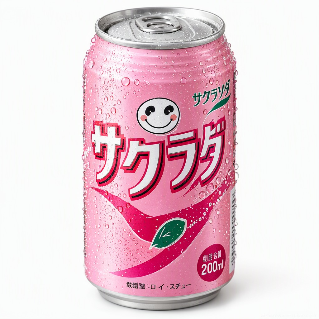 プロンプト拡張なしで生成したサクラソーダの缶